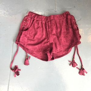 Sara Boo burgundy faux suede shorts